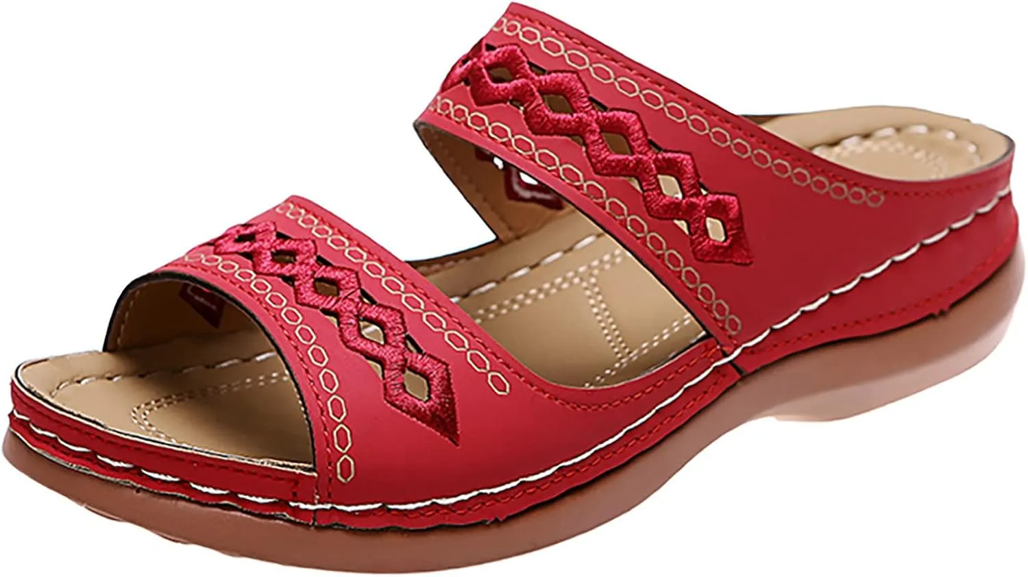 Eduavar Walking Sandals Women Comfort, Womens Sandals Comfortable Slip On Sandals Open Toe Slip On Walking Sandals Shoes