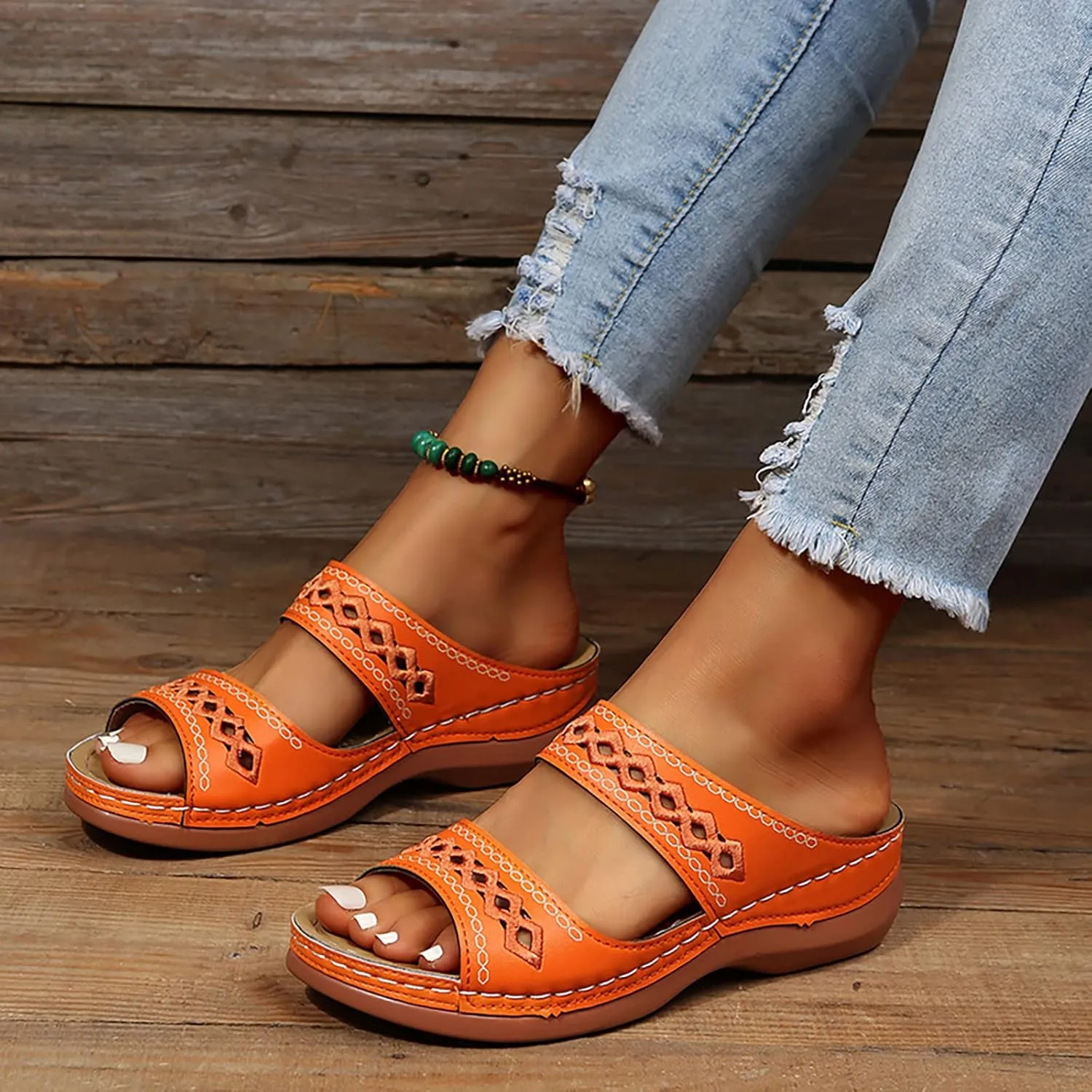 Eduavar Walking Sandals Women Comfort, Womens Sandals Comfortable Slip On Sandals Open Toe Slip On Walking Sandals Shoes