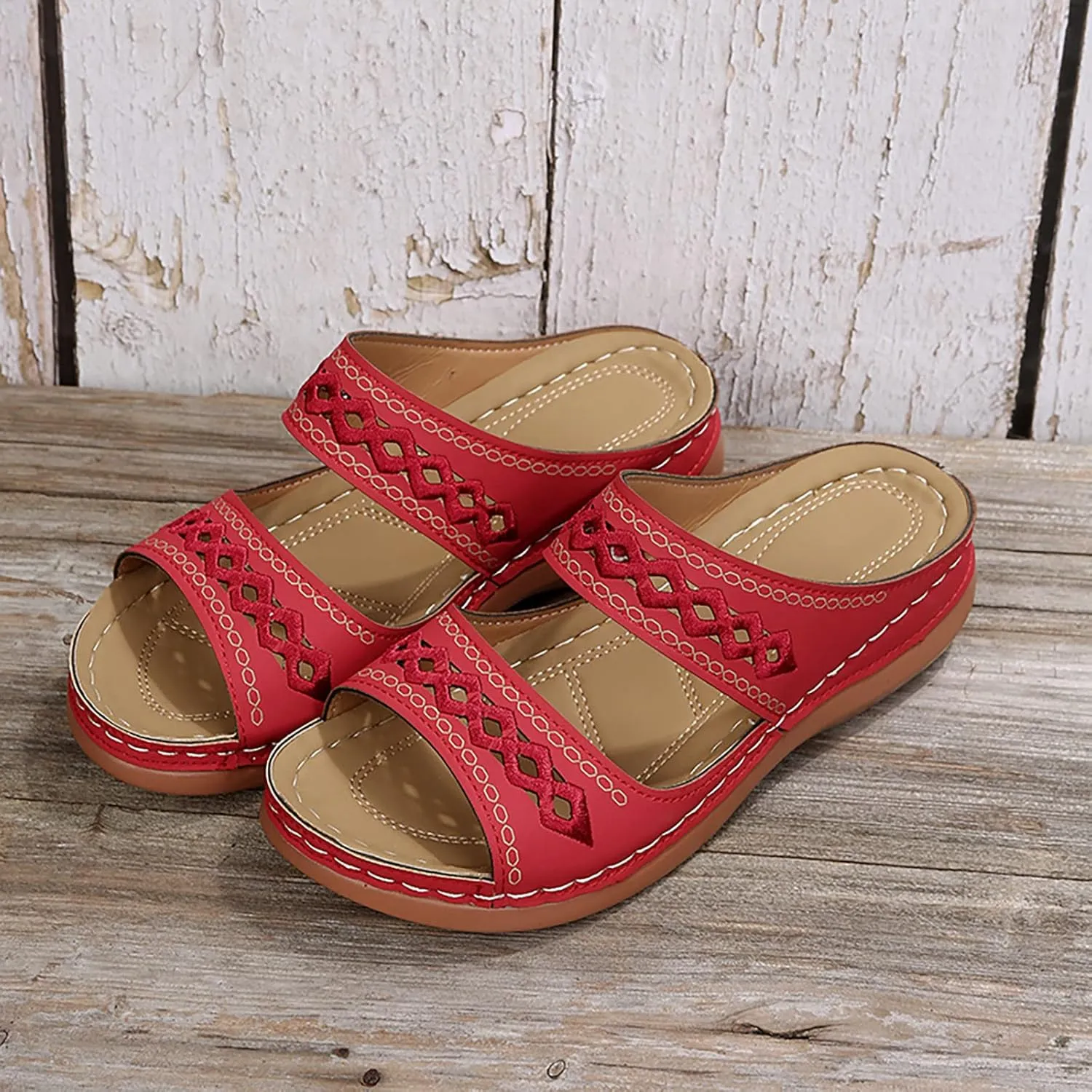 Eduavar Walking Sandals Women Comfort, Womens Sandals Comfortable Slip On Sandals Open Toe Slip On Walking Sandals Shoes