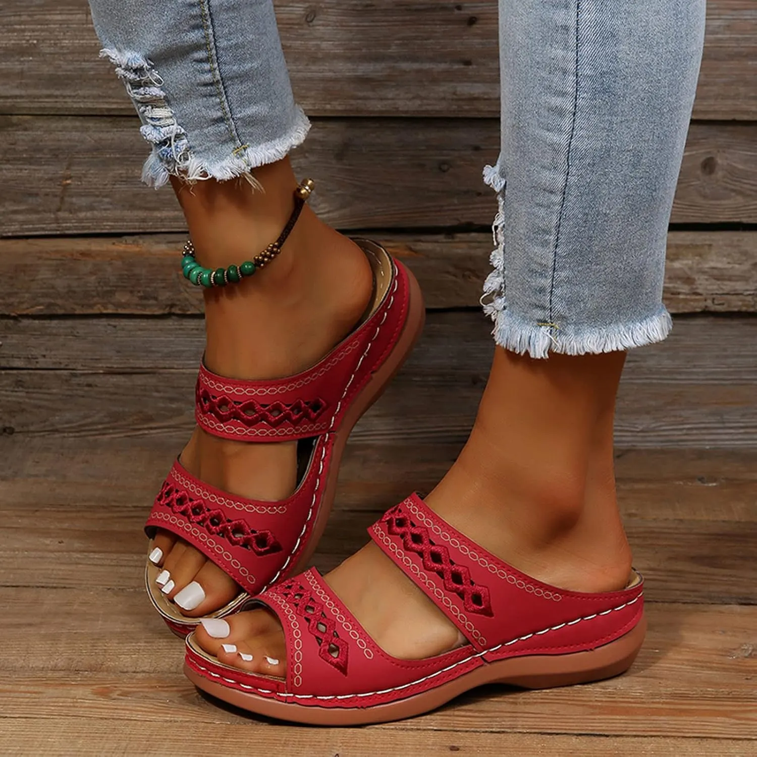 Eduavar Walking Sandals Women Comfort, Womens Sandals Comfortable Slip On Sandals Open Toe Slip On Walking Sandals Shoes