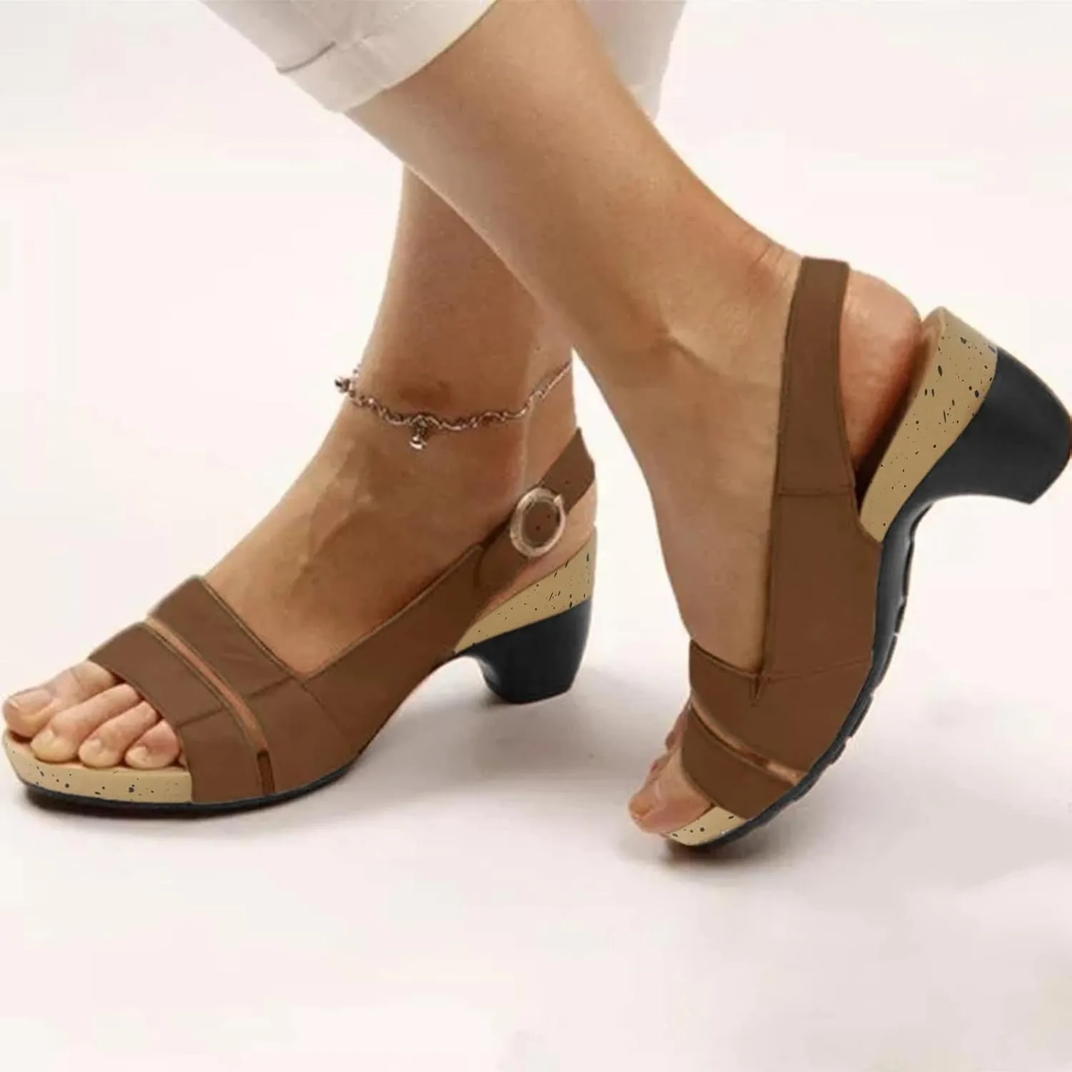 Eduavar Wedge Sandals for Women Dressy, Sandals Women Dressy Summer Sandals Elegant Low Heel Sandals with Ankle Strap