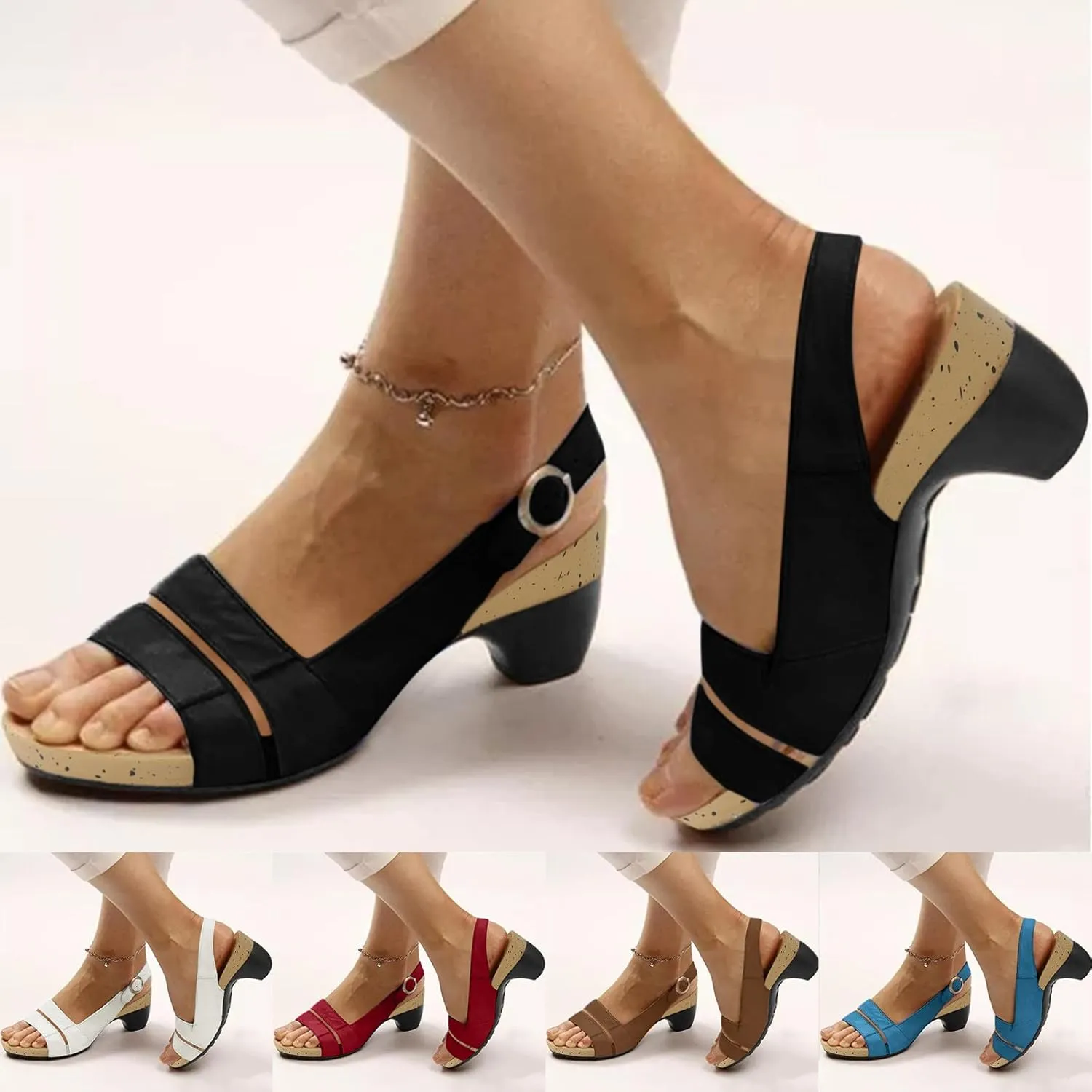 Eduavar Wedge Sandals for Women Dressy, Sandals Women Dressy Summer Sandals Elegant Low Heel Sandals with Ankle Strap