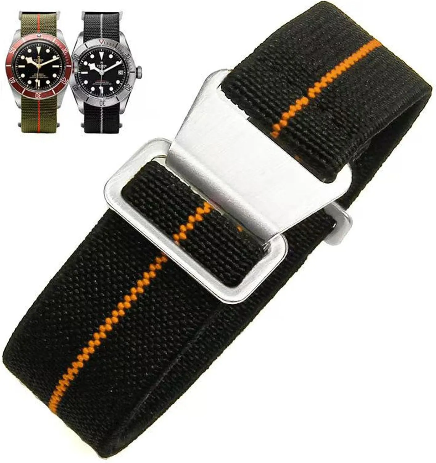 Elastic Nylon Watch Band French Troops Paratrooper Military Parachute Style 18mm 20mm 22mm Hook-and-Loop Premium Striped Fabric Nylon Replacement Watch Strap for Men Women