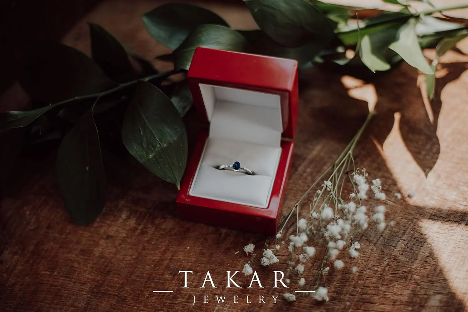 Elegant 10k Gold Diamond and Natural Oval Sapphire Ring, Encrusted With Blue Stone and Four Dainty Diamond Stackable Band Gold Rings for Women, Available in White, Yellow and Rose gold, Made in USA