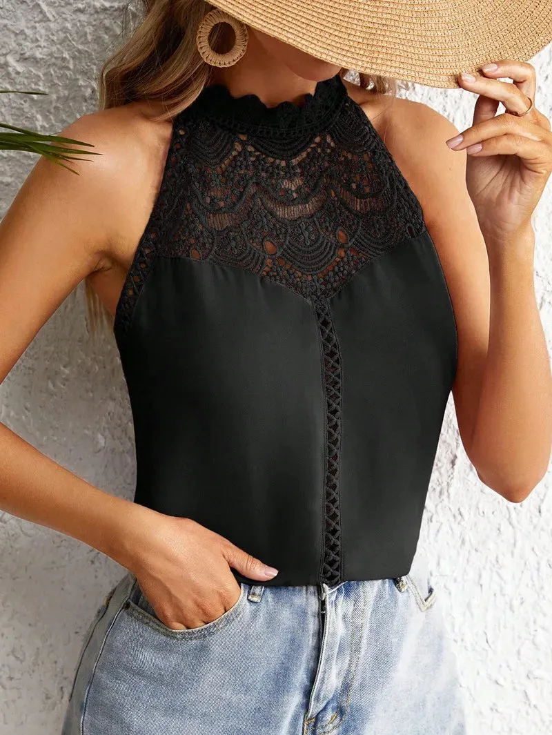 Elegant White Lace Tank Blouse for Women