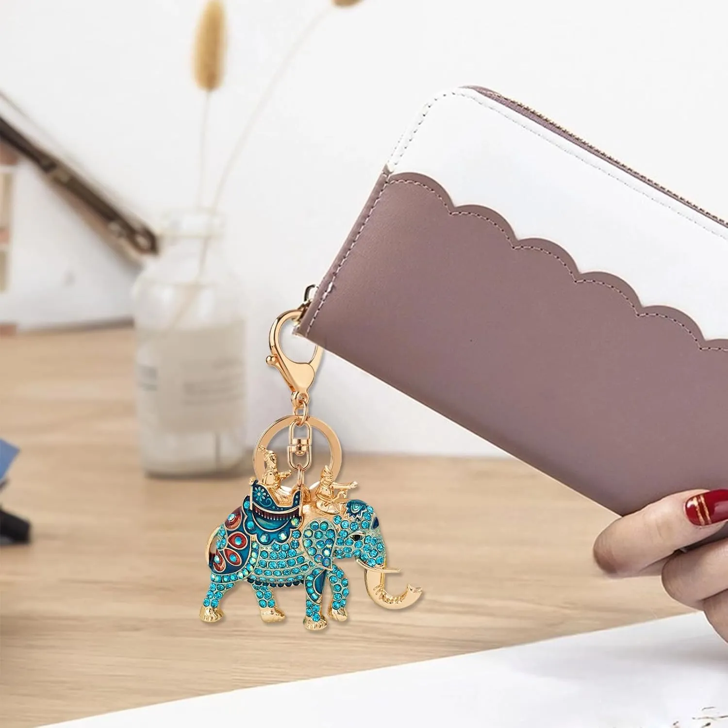 Elephant Keychain - Sparkling Rhinestone Charm for Women - Stylish Women Bag Keychain Purse Charm