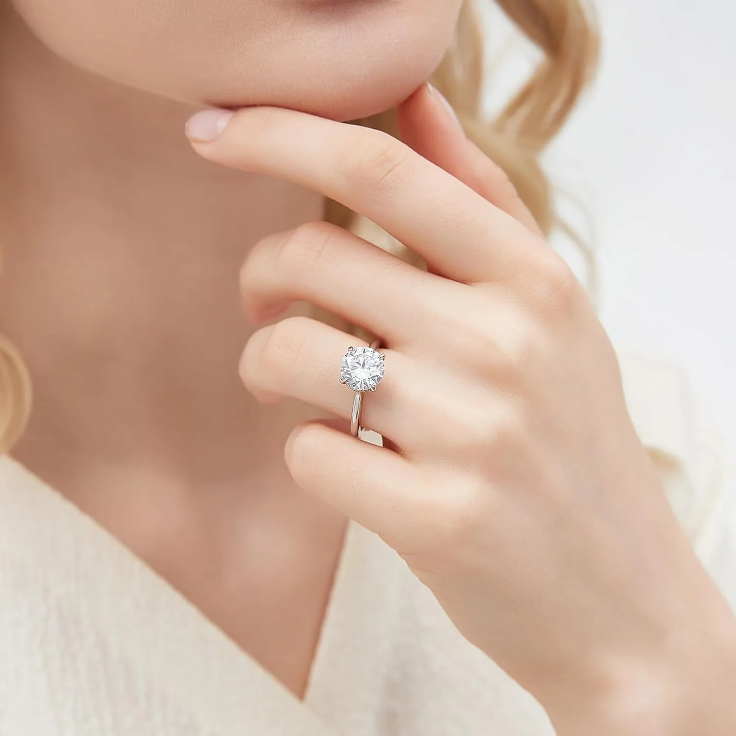 Engagement Rings for Women,925 Sterling Silver CZ Round Solitaire Engagement Ring with 18K Gold Plated,Promise Engagement Wedding Bands Couple Rings for Her 1.5/2/3/4/5CT
