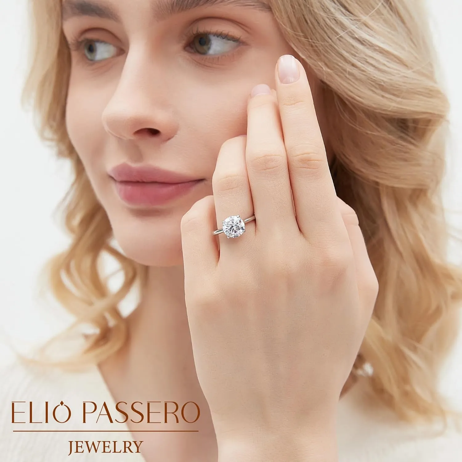 Engagement Rings for Women,925 Sterling Silver CZ Round Solitaire Engagement Ring with 18K Gold Plated,Promise Engagement Wedding Bands Couple Rings for Her 1.5/2/3/4/5CT