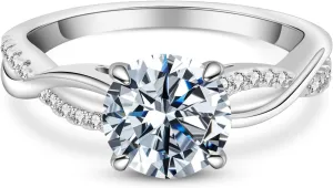 Engagement Rings for Women,925 Sterling Silver CZ Round Solitaire Engagement Ring with 18K Gold Plated,Promise Engagement Wedding Bands Couple Rings for Her 1.5/2/3/4/5CT