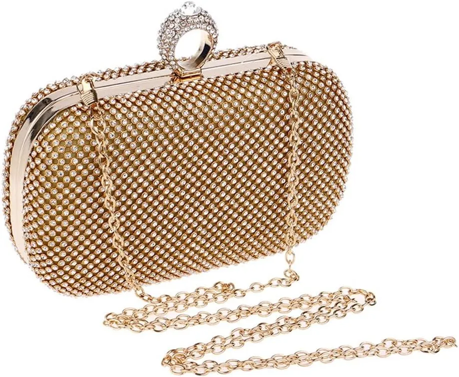Evening Clutch Bags Diamond-Studded Evening Bag with Chain Shoulder Bag Women's Handbags Evening Bag for Wedding(E)