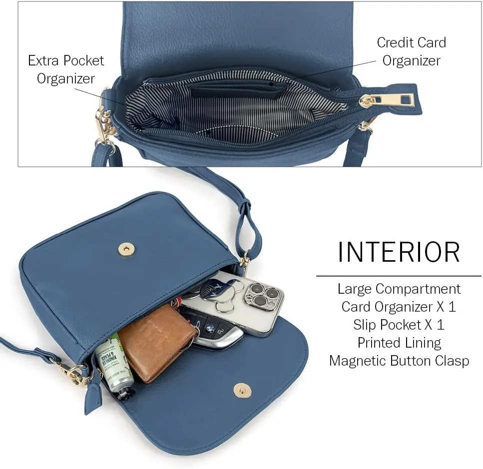 EVVE Small Crossbody Bags for Women Trendy Flap Saddle Purses with Tassel Vegan leather Shoulder bag