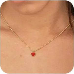 Ewrkbr Gold Heart Necklace for Women,14K Gold Plated Charm Necklace Dainty Love Pendant Necklace Cute Gold Necklace for Women Valentine's Day Gifts Trendy Gold Heart Necklace for Women Gifts