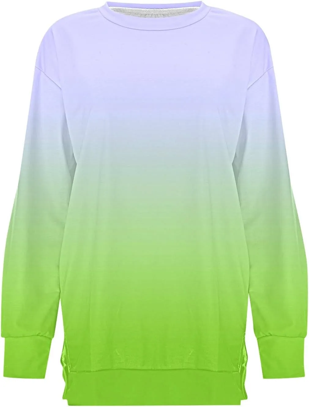Fall Neon Gradient Women Sweat Shirts Casual Crew Neck Sweatshirts Loose Oversized Long Sleeve Pullover Tops