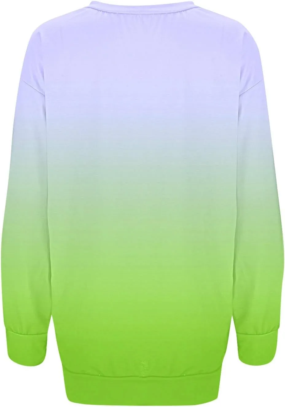 Fall Neon Gradient Women Sweat Shirts Casual Crew Neck Sweatshirts Loose Oversized Long Sleeve Pullover Tops