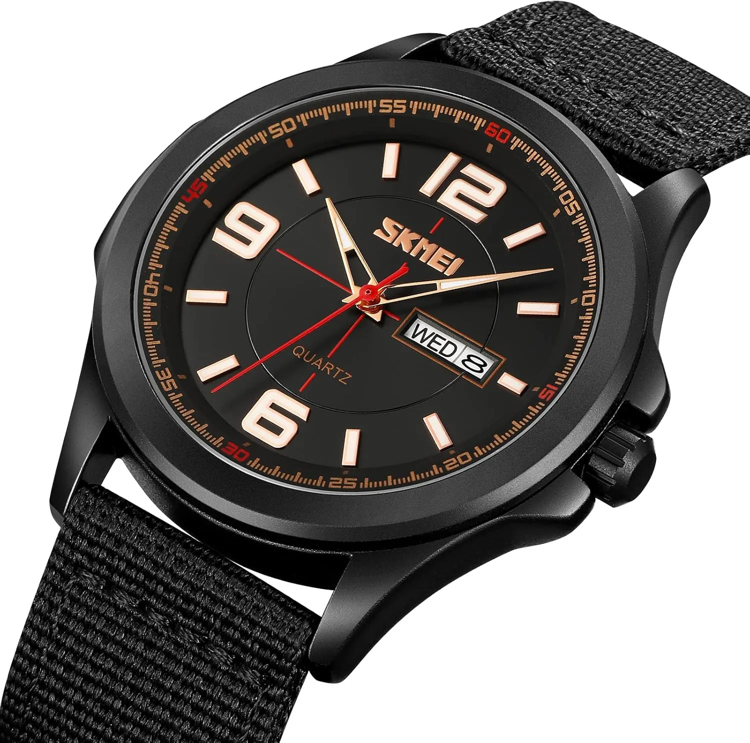 FANMIS Men's Military Tactical Analog Expedition Watch Army Field Sport Watches Minimalist Business Waterproof Dual Calendar Student Quartz Watch with Nylon Band for Men Outdoor Sport