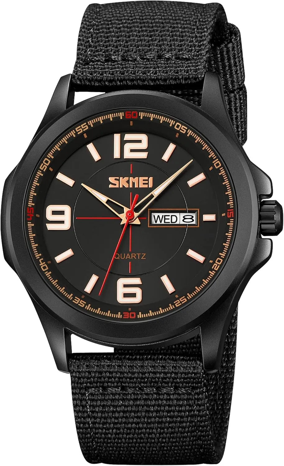 FANMIS Men's Military Tactical Analog Expedition Watch Army Field Sport Watches Minimalist Business Waterproof Dual Calendar Student Quartz Watch with Nylon Band for Men Outdoor Sport