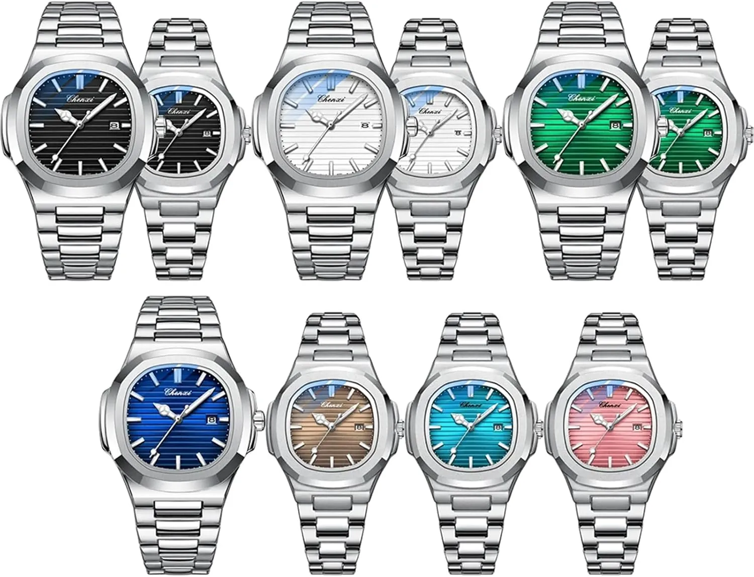 FANMIS Men's Women's Watches Business Luxury Date Quartz Stainless Steel Waterproof Wristwatch