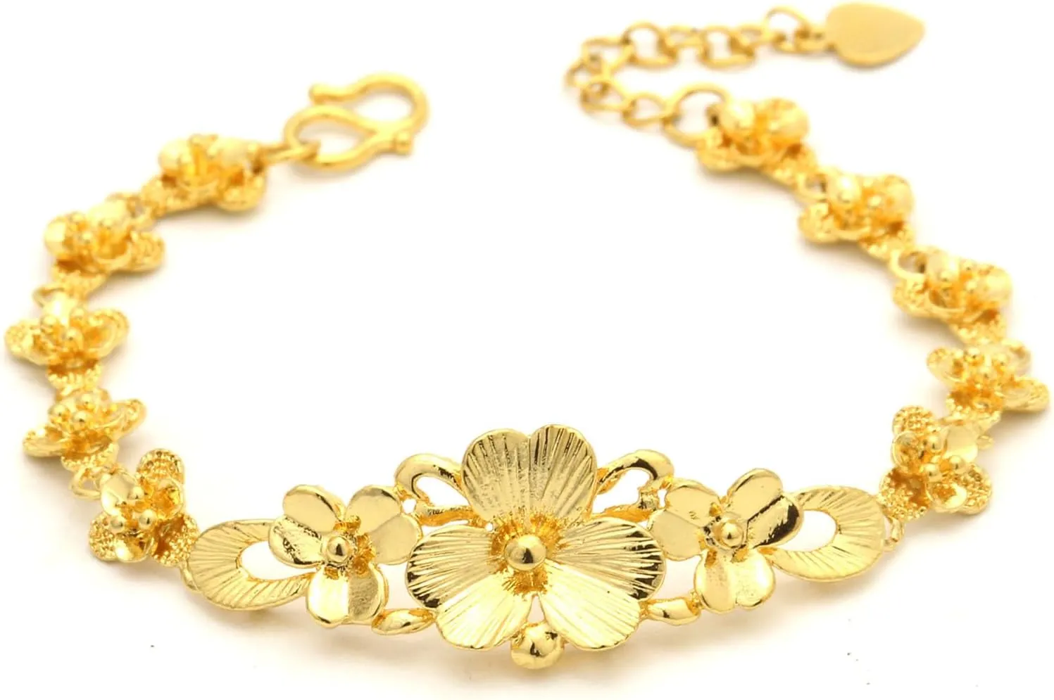 Fashion 18K Gold Plated Flowers Shape Adjustable Link Chain Bracelet