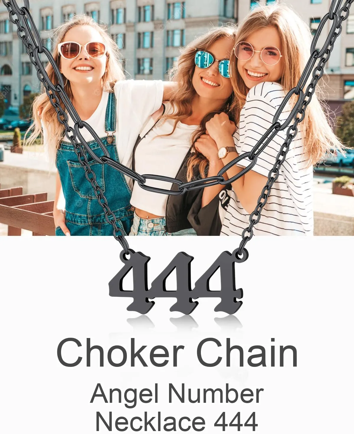 FindChic Angel Number Paperclip Chain Layered Necklaces for Women Stainless Steel/Gold Plated/Black 222 444 888 999 Lucky Number/Custom Name Choker Necklaces, with Gift Box