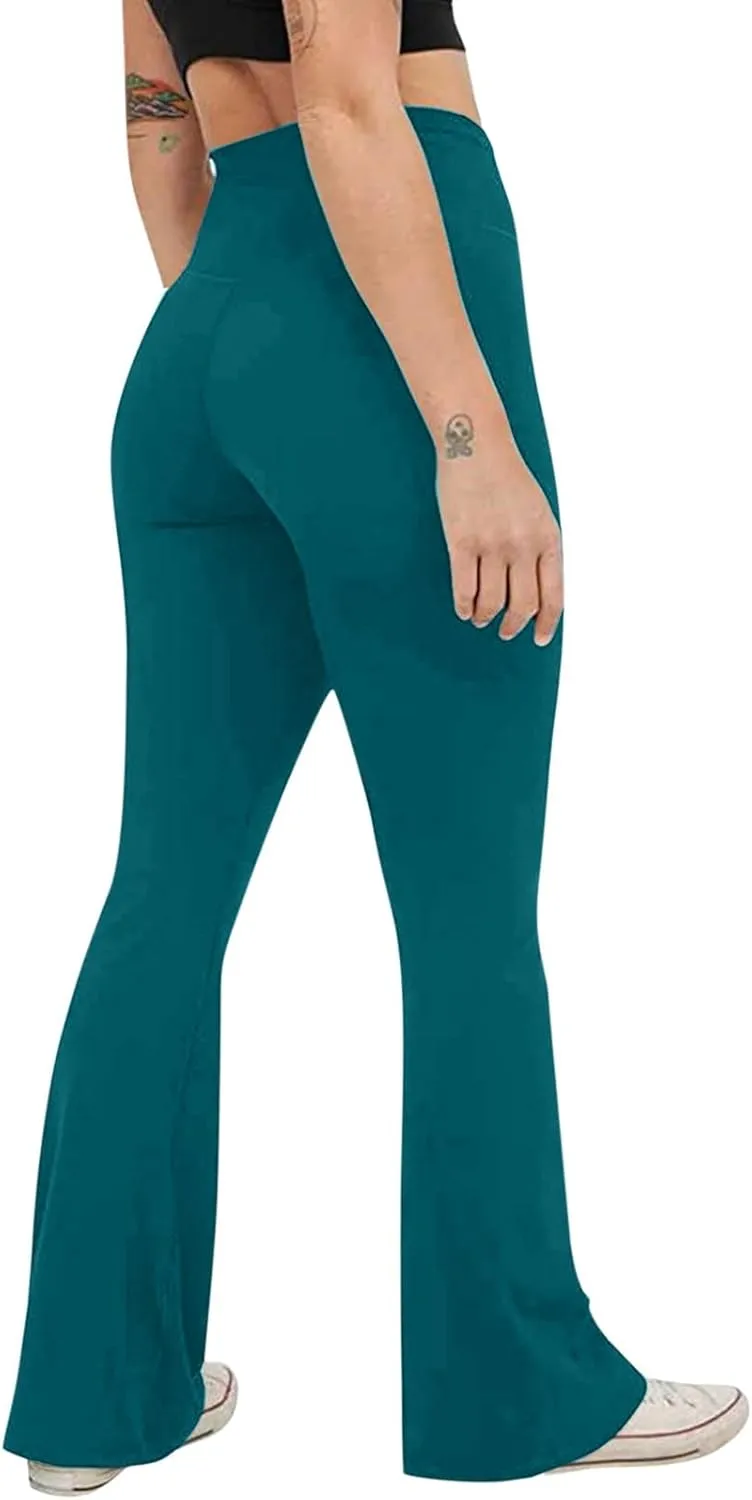 Flare Yoga Pants Womens High Waist Sports Workout Running Straight Leg Pant Plus Size Sexy Fitness Breathable Trousers