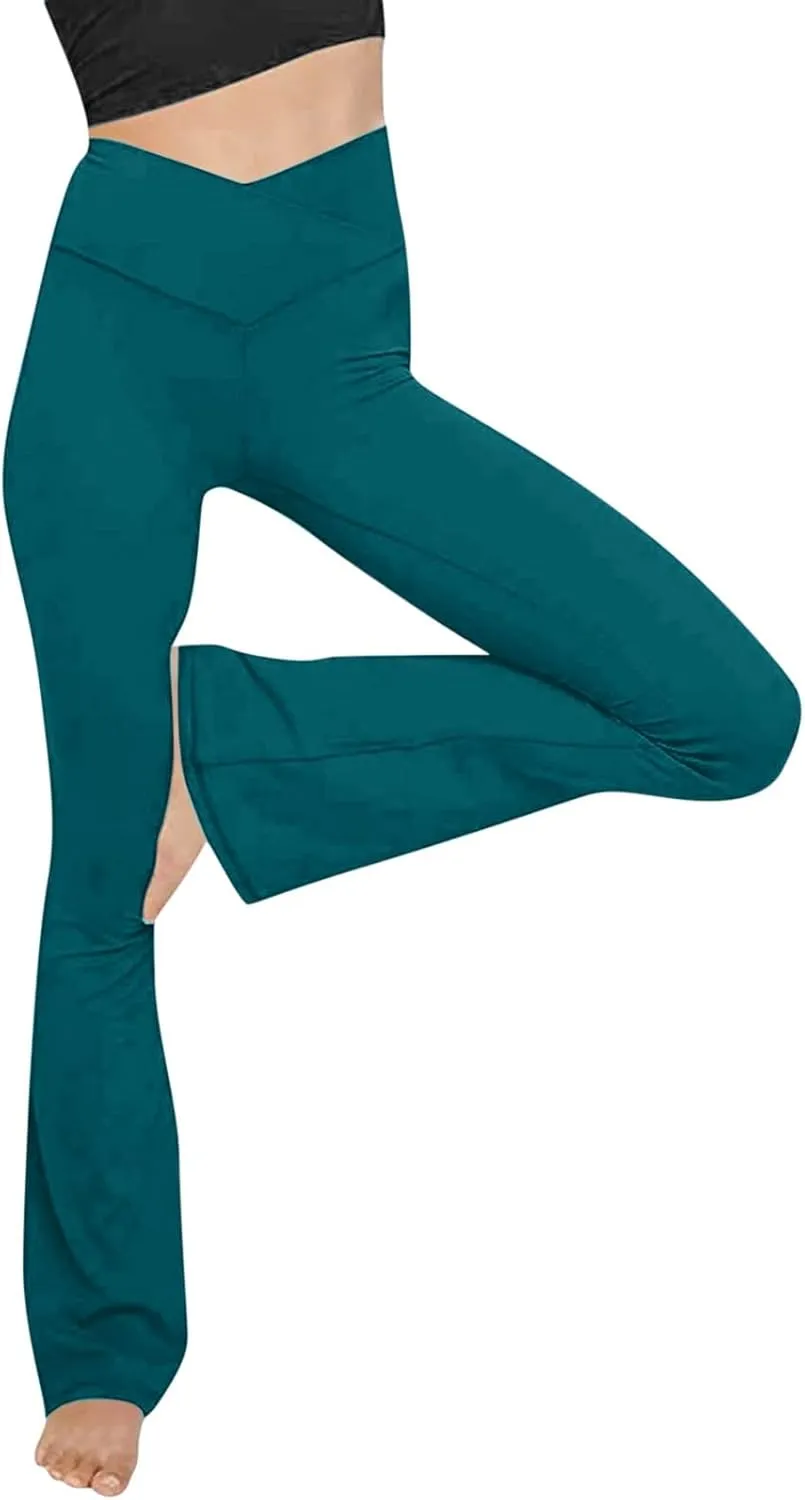Flare Yoga Pants Womens High Waist Sports Workout Running Straight Leg Pant Plus Size Sexy Fitness Breathable Trousers