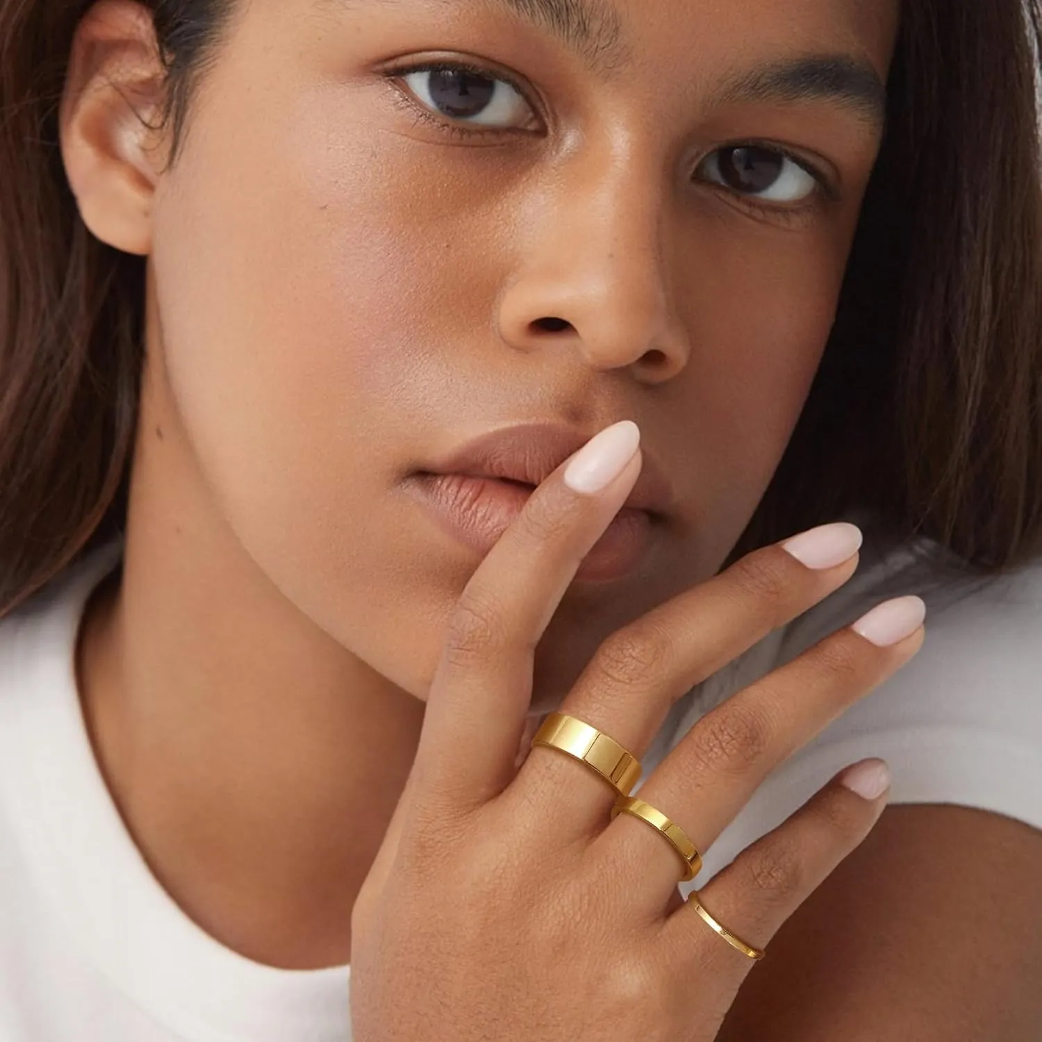 Florideco 3 PCS 14K Gold Filled Band Rings for Women Gold Stacking Stackable Band Thin Gold Thumb Pinky Finger Ring Non Tarnish Comfort Fit 1.5mm 3mm 6.5mm