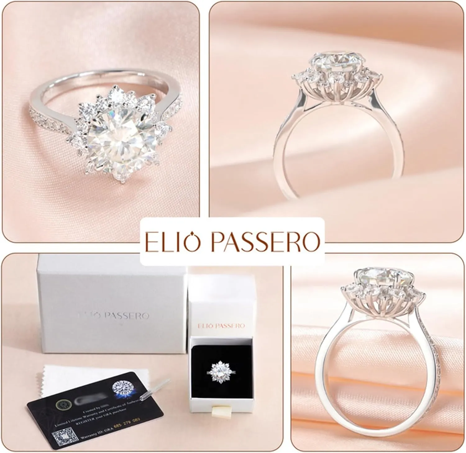 Flower Moissanite Engagement Rings for Women.Women's 925 Sterling Silver Big Flower Shaped Engagement Moissanite Ring,D Color VVS1 Wedding Bands Moissanite Halo Rings 0.5/1.5/2/3CT