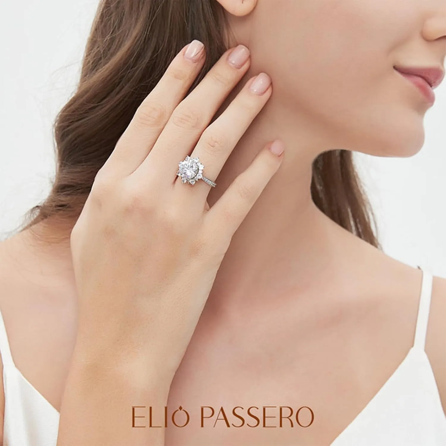 Flower Moissanite Engagement Rings for Women.Women's 925 Sterling Silver Big Flower Shaped Engagement Moissanite Ring,D Color VVS1 Wedding Bands Moissanite Halo Rings 0.5/1.5/2/3CT