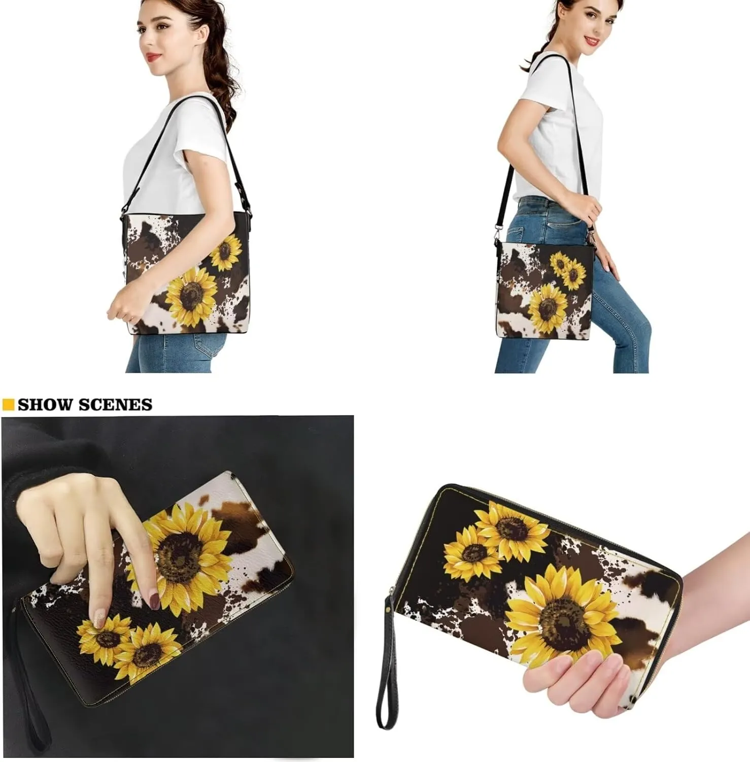 FOR U DESIGNS Bucket Bags for Women Christmas Purses and Handbags 2 Pack Large Tote Bag for Work Office