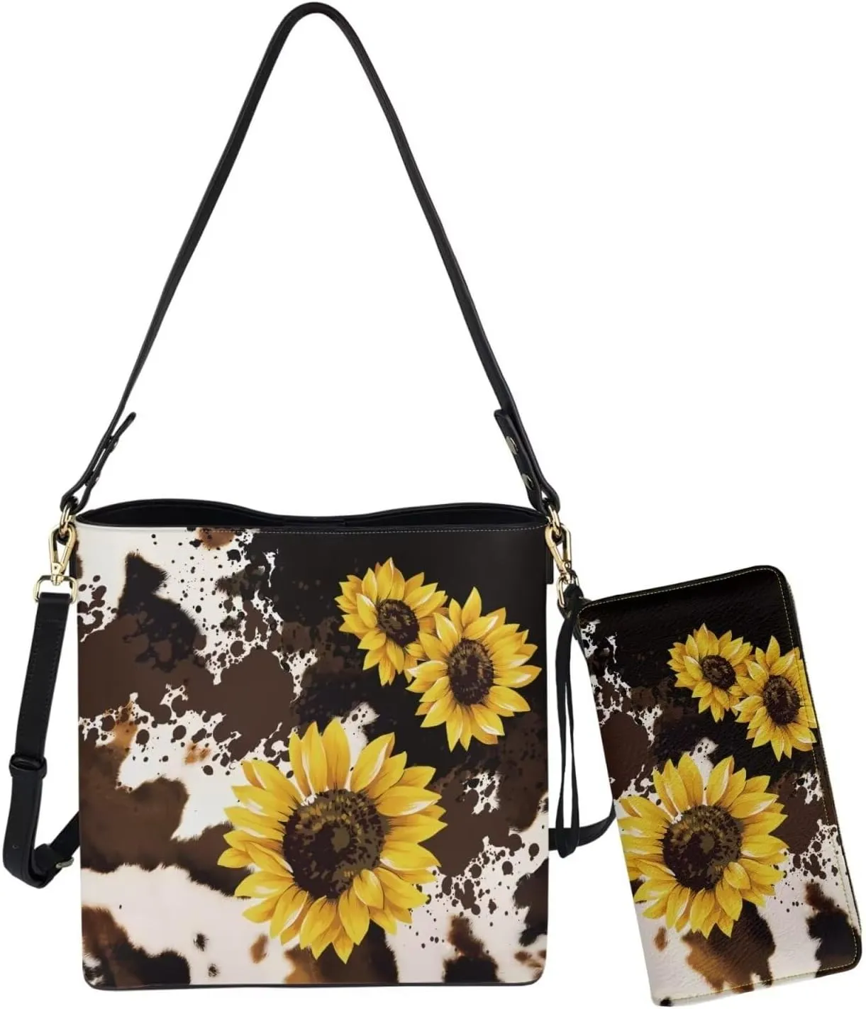 FOR U DESIGNS Bucket Bags for Women Christmas Purses and Handbags 2 Pack Large Tote Bag for Work Office