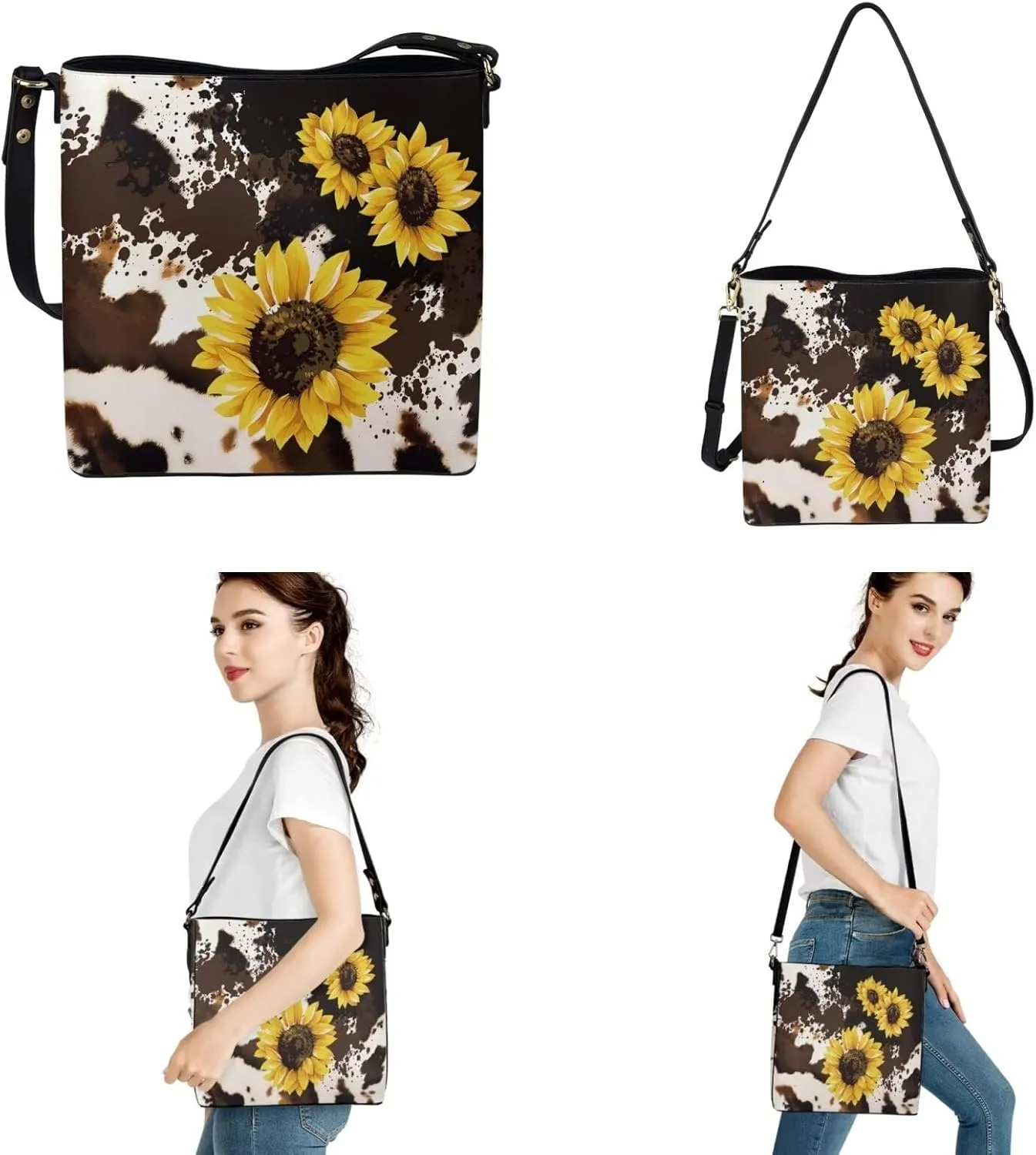 FOR U DESIGNS Bucket Bags for Women Christmas Purses and Handbags 2 Pack Large Tote Bag for Work Office