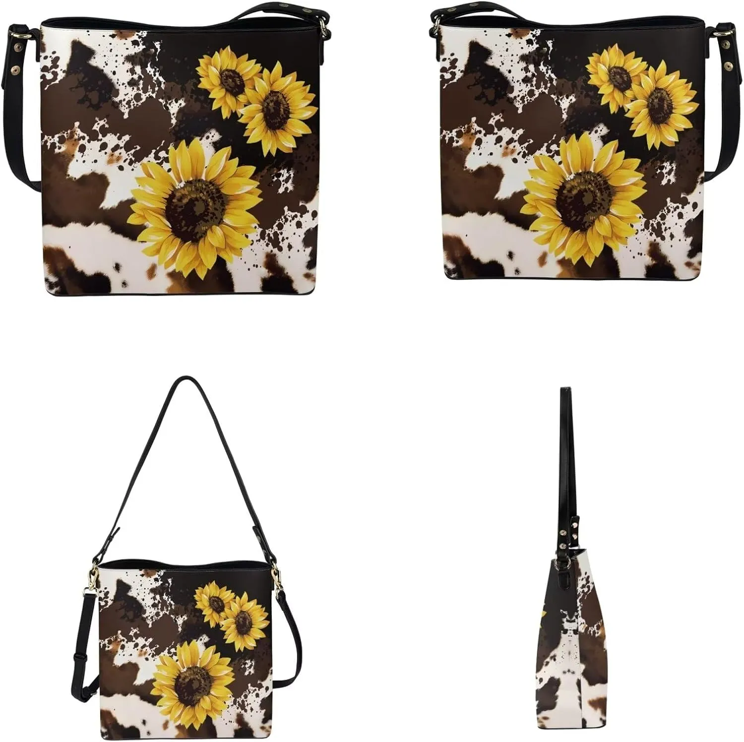 FOR U DESIGNS Bucket Bags for Women Christmas Purses and Handbags 2 Pack Large Tote Bag for Work Office