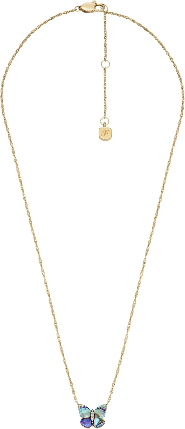 Fossil Women's Gold-Tone Stainless Steel Pendant Chain Necklace for Women