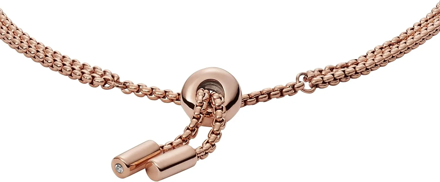 Fossil Women's Rose Gold-Tone Stainless Steel Chain or Beaded Bracelet for Women