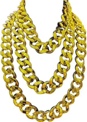 Fuqimanman2020 Chunky Faux Gold Cuban Link Necklace Big Plastic Collar for Men Women Hip Hop Rapper Night Club Punk Outfits Costume Statement Jewelry