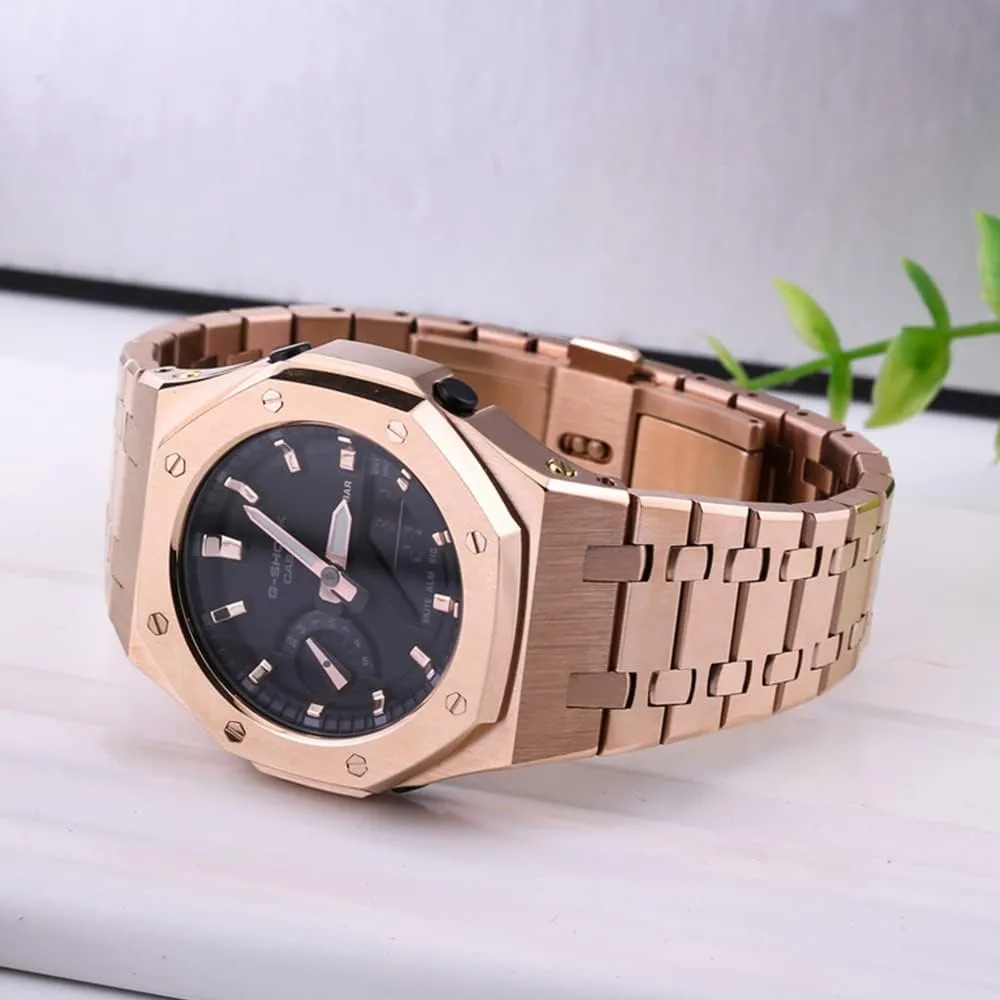 GA2100 Metal Watch Band Case Replacement Kit, Stainless Steel Strap Bezel Accessories Compatible with Casio Mens G-Shock GA2100/GA-2110 Watches