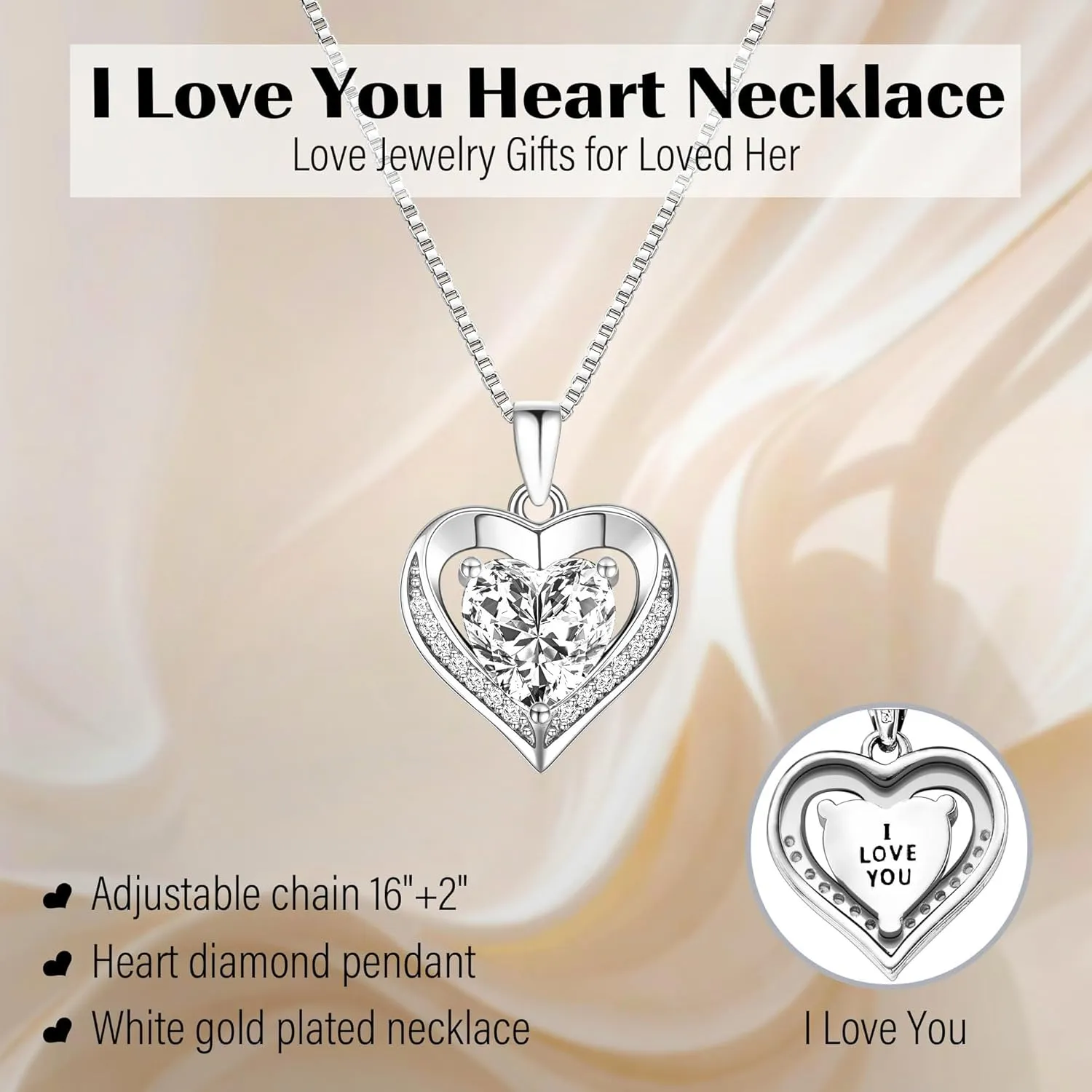 Gifts for Mom Daughter Heart Necklace I Love You Gifts for Wife Girlfriend Gold Infinity Necklace Birthday Gift Ideas Anniversary Valentines Mothers Day Christmas Gift Jewelry