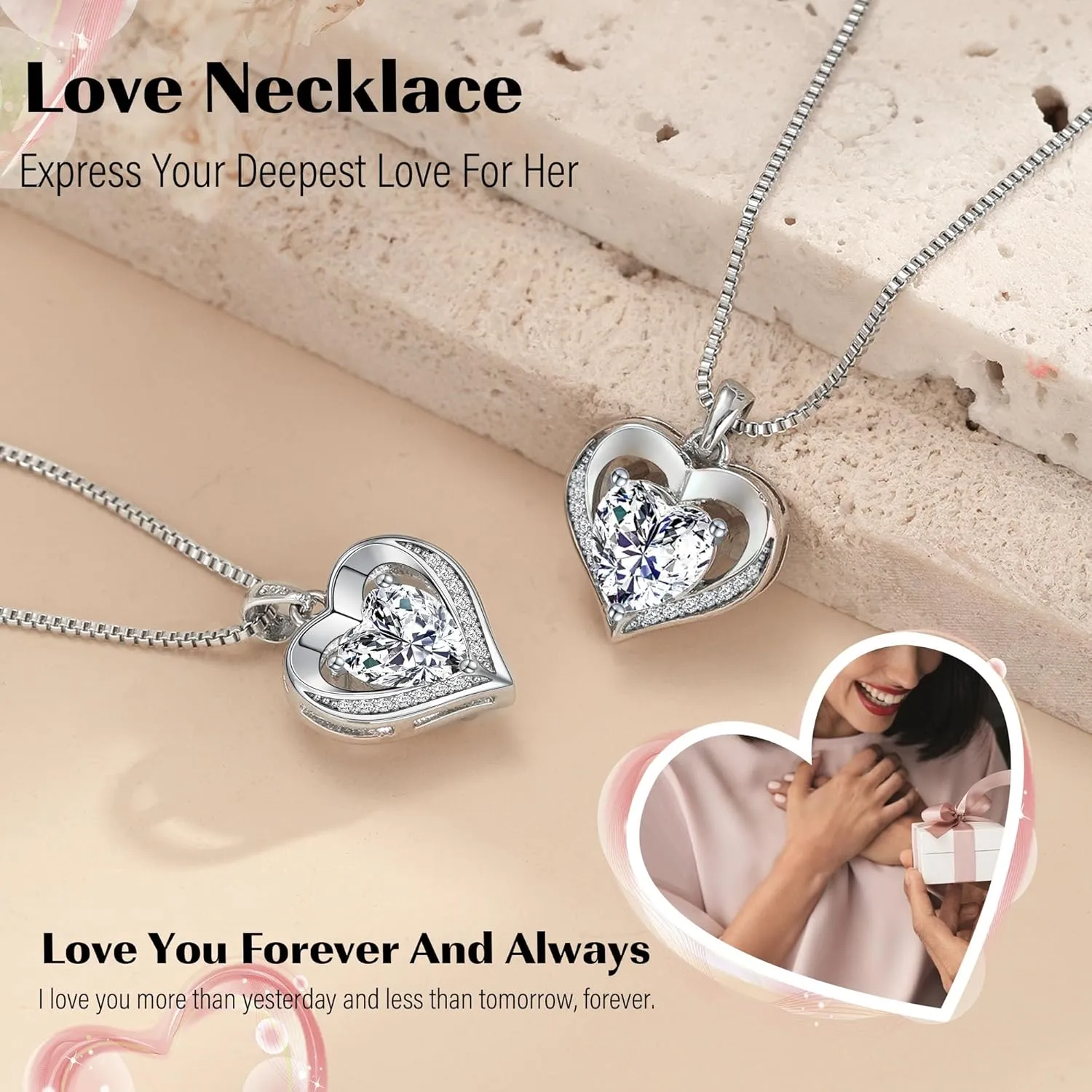 Gifts for Mom Daughter Heart Necklace I Love You Gifts for Wife Girlfriend Gold Infinity Necklace Birthday Gift Ideas Anniversary Valentines Mothers Day Christmas Gift Jewelry