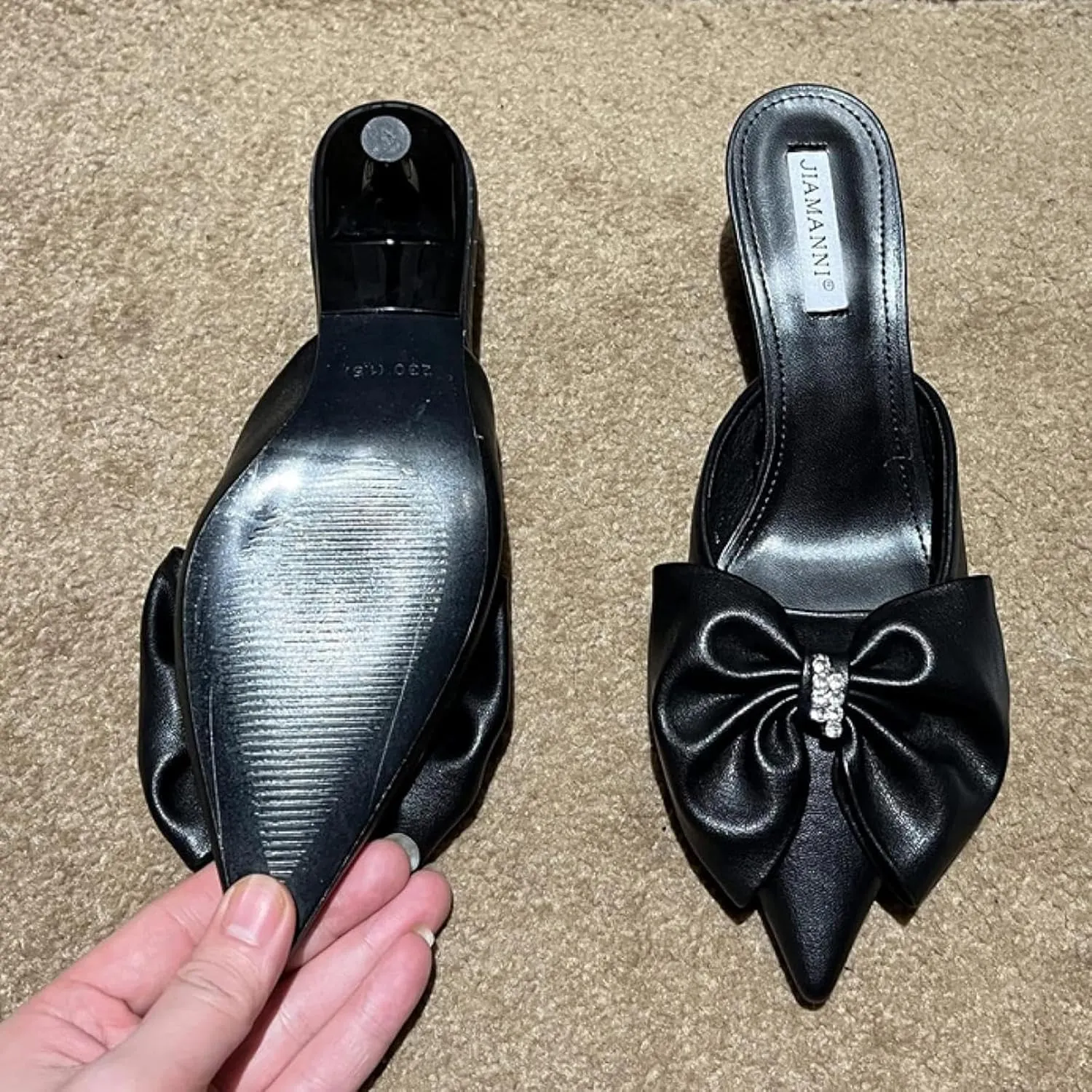 Girls Wear Mule Sandals, Elegant Bow, Pointed Kitten High Heels, Women's Backless Loafer Outdoor Slide