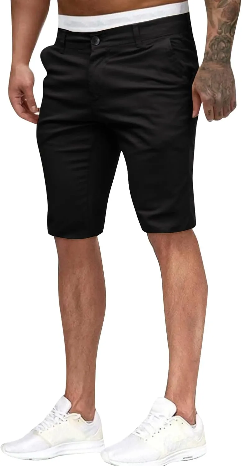 GOKKILRW Mens Slim Fit Casual Chino Shorts Comfort Stretch Cotton Work Shorts Summer Beach Stretch Twill Chino Golf Shorts