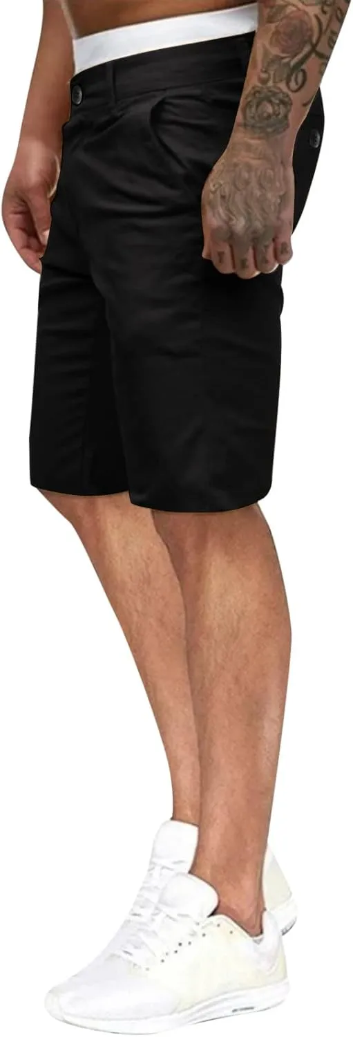 GOKKILRW Mens Slim Fit Casual Chino Shorts Comfort Stretch Cotton Work Shorts Summer Beach Stretch Twill Chino Golf Shorts