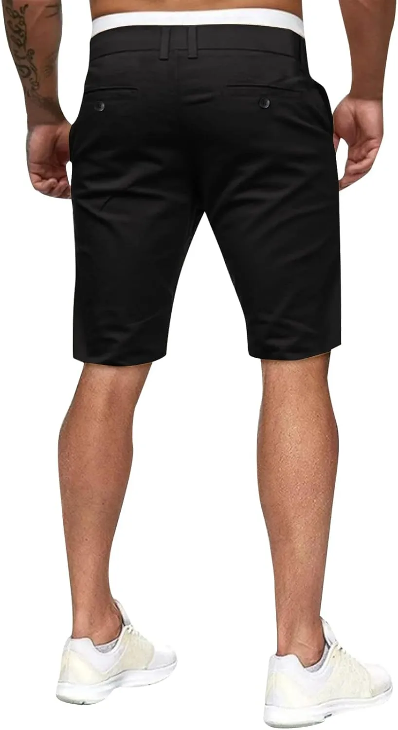 GOKKILRW Mens Slim Fit Casual Chino Shorts Comfort Stretch Cotton Work Shorts Summer Beach Stretch Twill Chino Golf Shorts