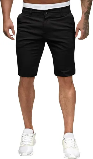 GOKKILRW Mens Slim Fit Casual Chino Shorts Comfort Stretch Cotton Work Shorts Summer Beach Stretch Twill Chino Golf Shorts