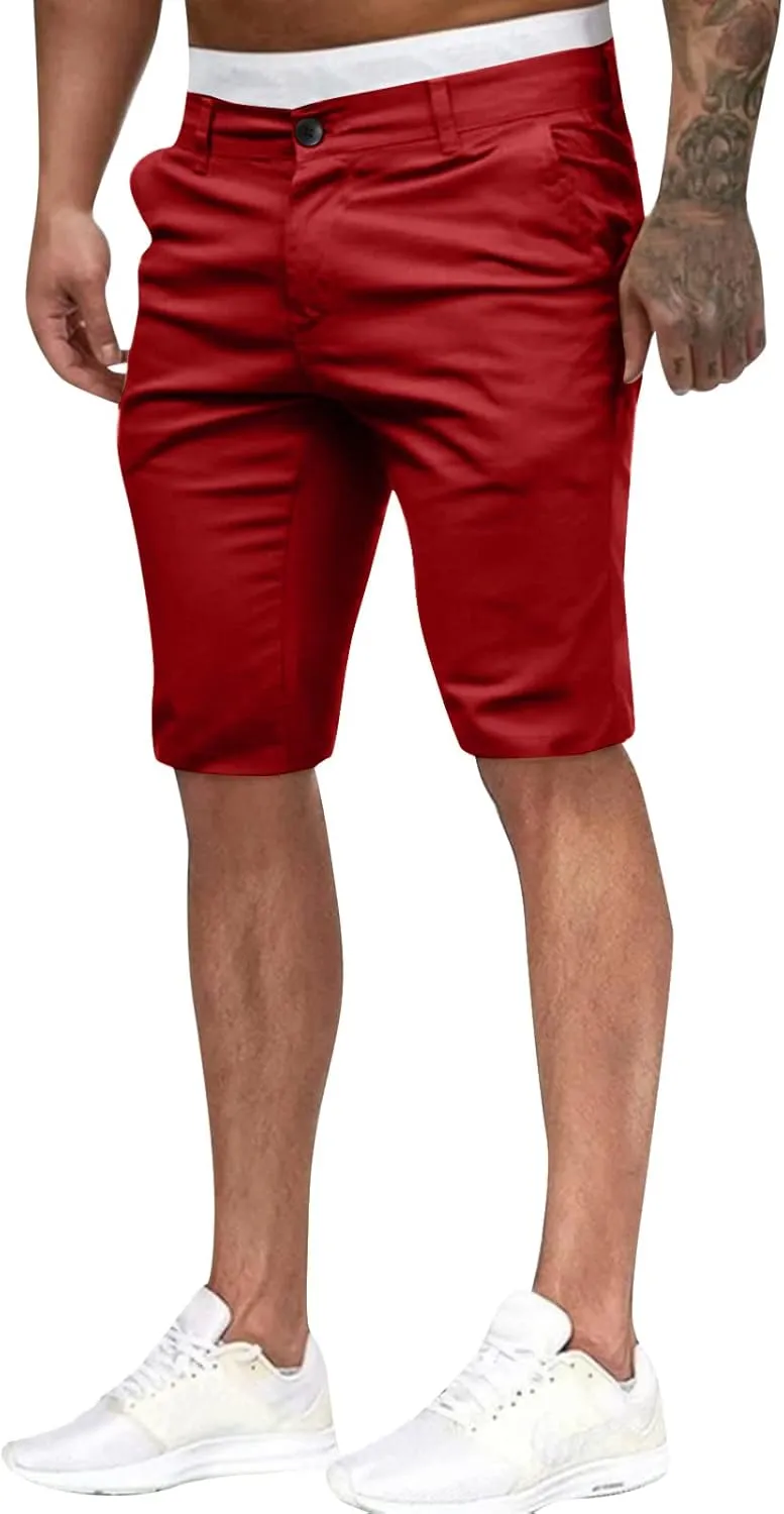 GOKKILRW Mens Slim Fit Casual Chino Shorts Comfort Stretch Cotton Work Shorts Summer Beach Stretch Twill Chino Golf Shorts