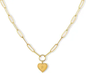 Gold A-Z Initial Necklace Heart Initial Pendant Necklaces Letter Choker Necklace For Women Birthday Valentine's Day Mother's Day Gift