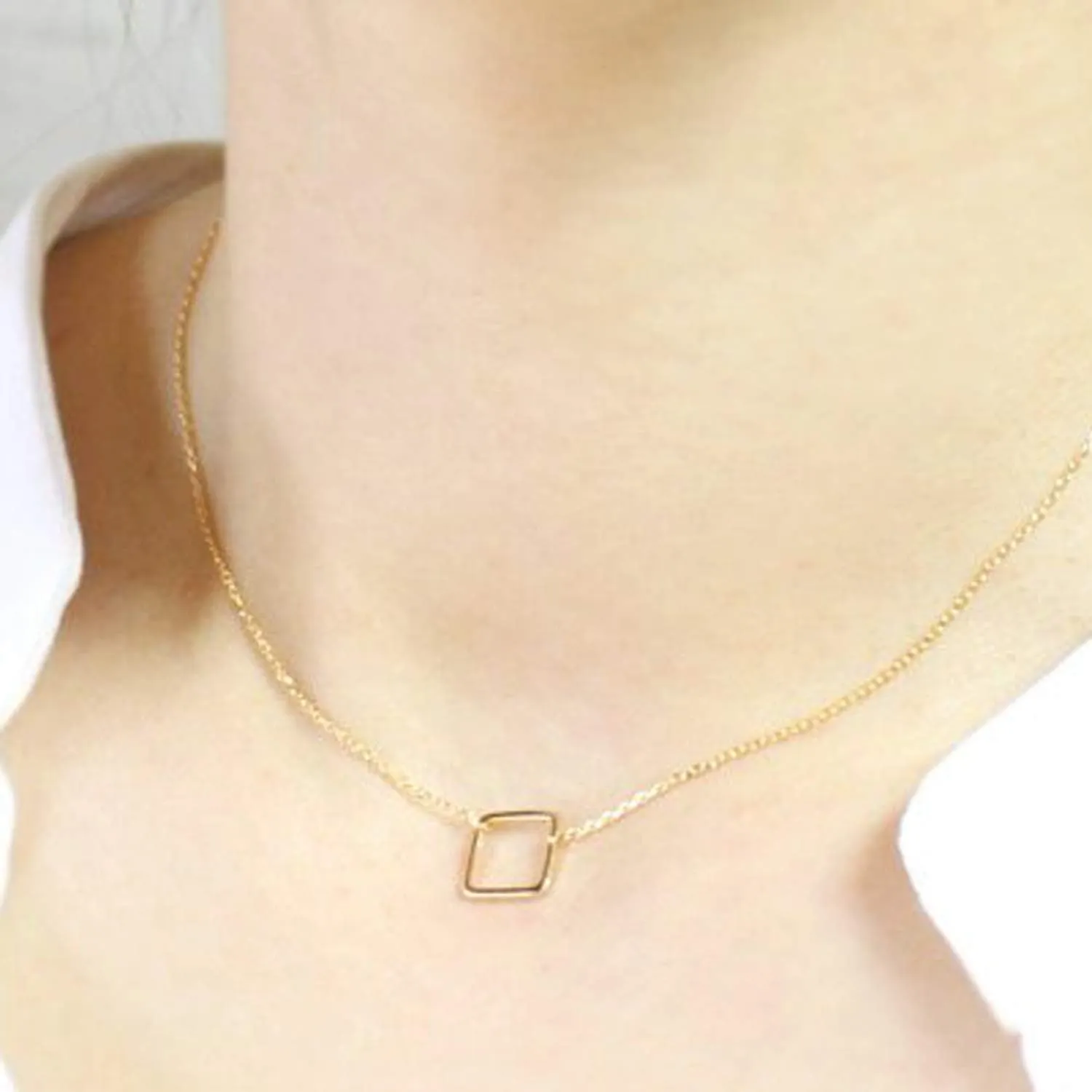 Gold Dainty Geometric Pendant Necklace,Simple Minimalist Triangle,Circle,Square,Bar,Star Necklace,Layering Pendant Necklaces for Women