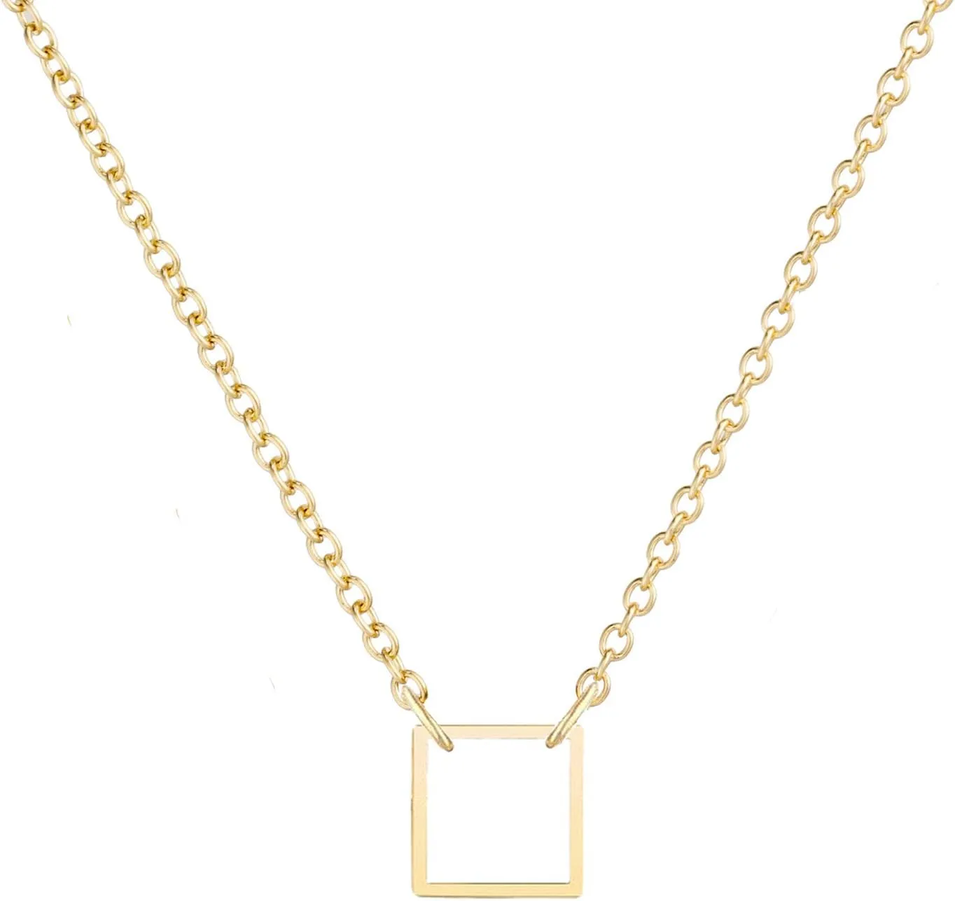 Gold Dainty Geometric Pendant Necklace,Simple Minimalist Triangle,Circle,Square,Bar,Star Necklace,Layering Pendant Necklaces for Women