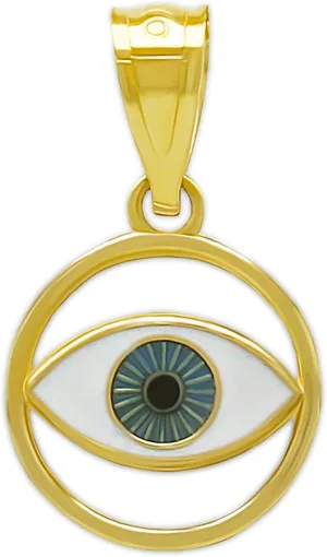 Gold Evil Eye Charm - 10 Karat Solid Gold - Protection Pendant - Good Luck Charm