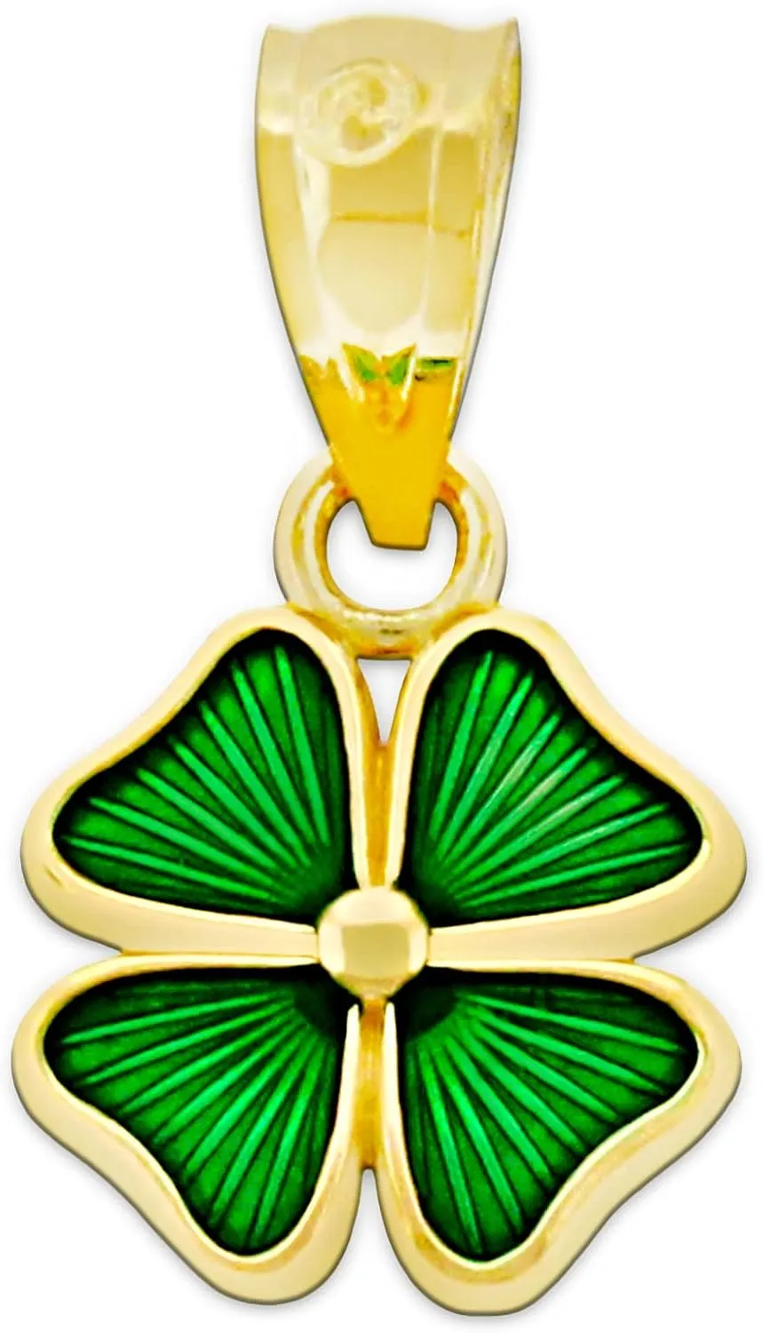 Gold Four Leaf Clover Charm - 10 Karat Solid Gold - Shamrock Pendant - Good Luck Charm Necklace - Irish Shamrock