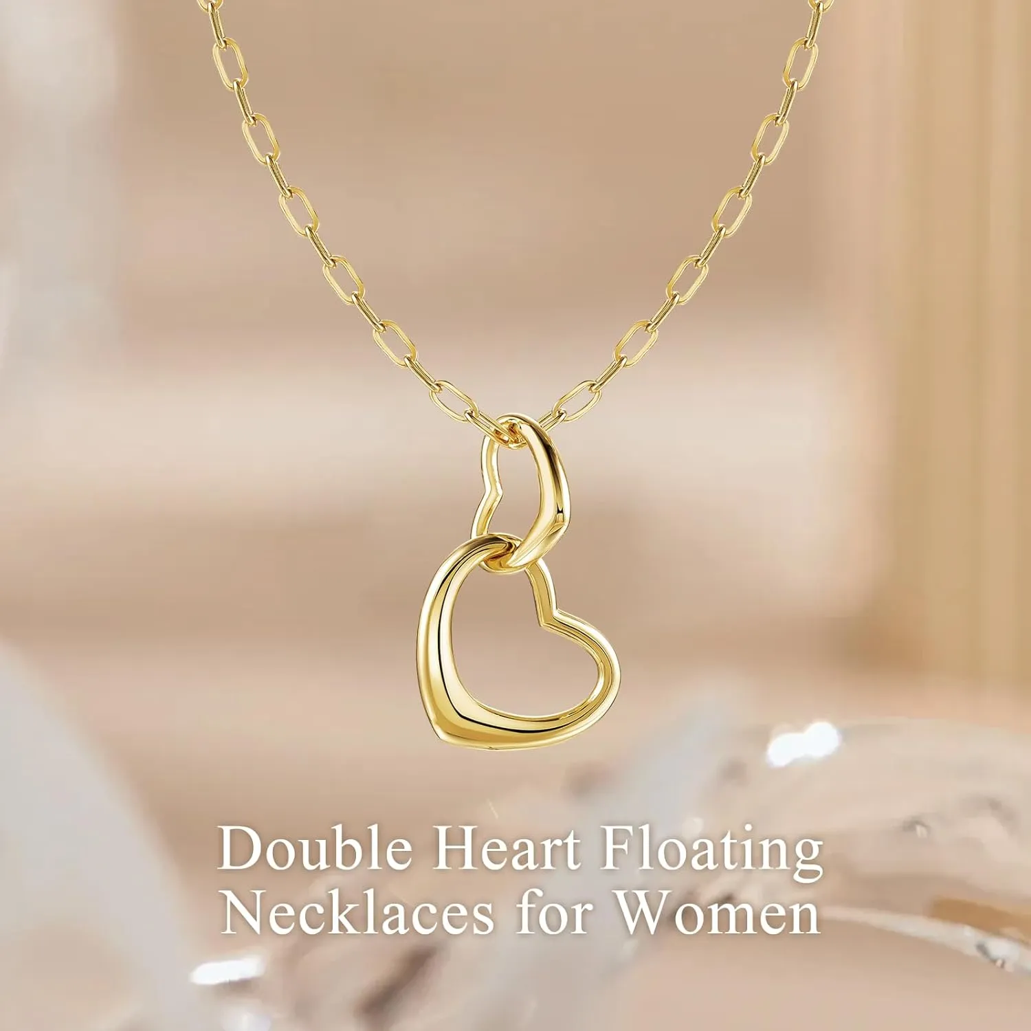 Gold Heart Pendant Necklace for Women,14K Gold Elegant Butterfly Necklace,infinity Clover flower Necklace on Christmas Valentines Day Gifts Birthday Thanksgiving Day Gifts for Her